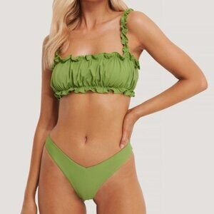 NA-KD nakd x CHLOE B Gathered green bikini top and thong bottom